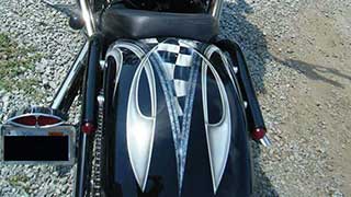 V8 Chopper black and gray checker flag