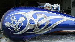 V8 Chopper blue and silver graphics