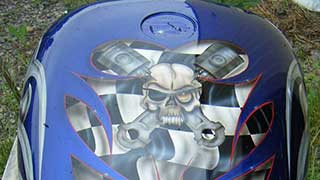 V8 Chopper blue and silver graphics