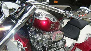 V8 Chopper Red, white, silver and gold leaf