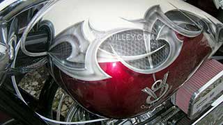 V8 Chopper Red, white, silver and gold leaf