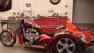 V8 Chopper motorcycle orange and brick with grahpics by Wet Willey