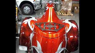 V8 Chopper motorcycle orange and brick with grahpics by Wet Willey