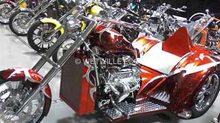 V8 Chopper motorcycle orange and brick with grahpics by Wet Willey