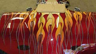 Red with flames V8 Chopper
